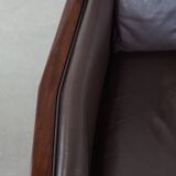Art Deco armchair with dark brown leather