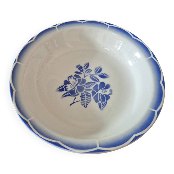 Plat saladier vintage a fleurs bleue marsac digoin de sarreguemines france