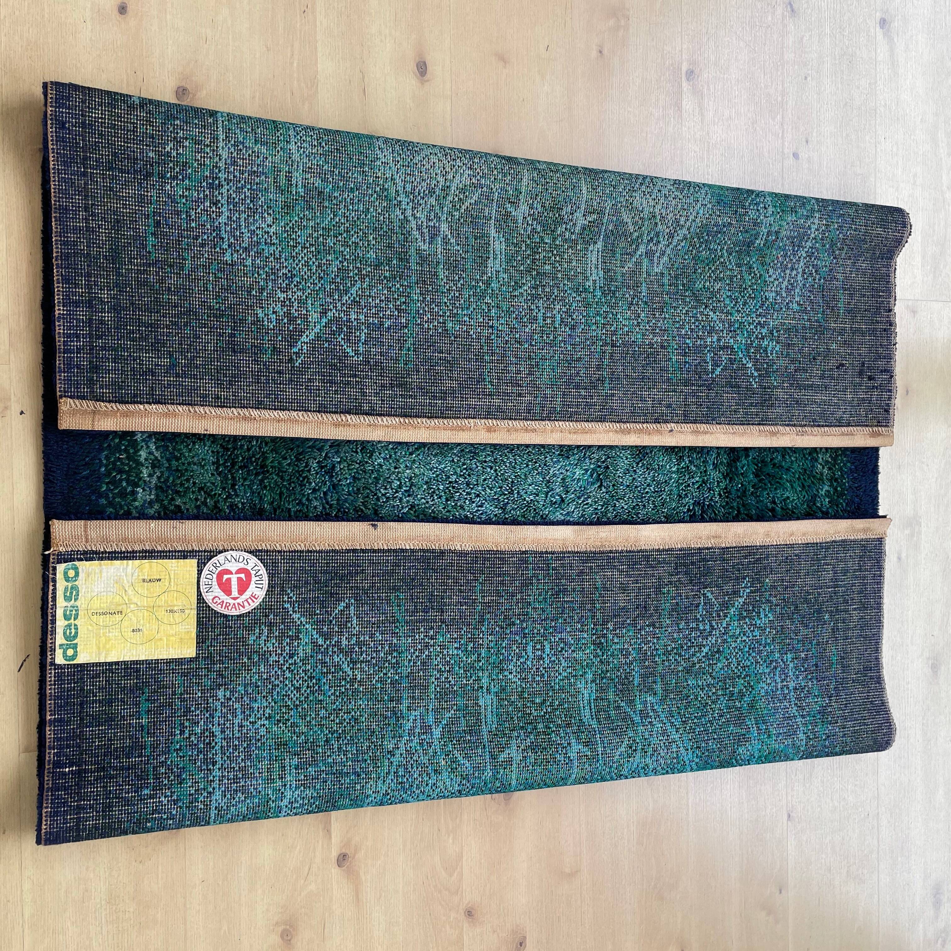 Large "space design" multi-color high pile rya rug by desso netherlands, 1970
