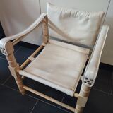 White leather safari armchair