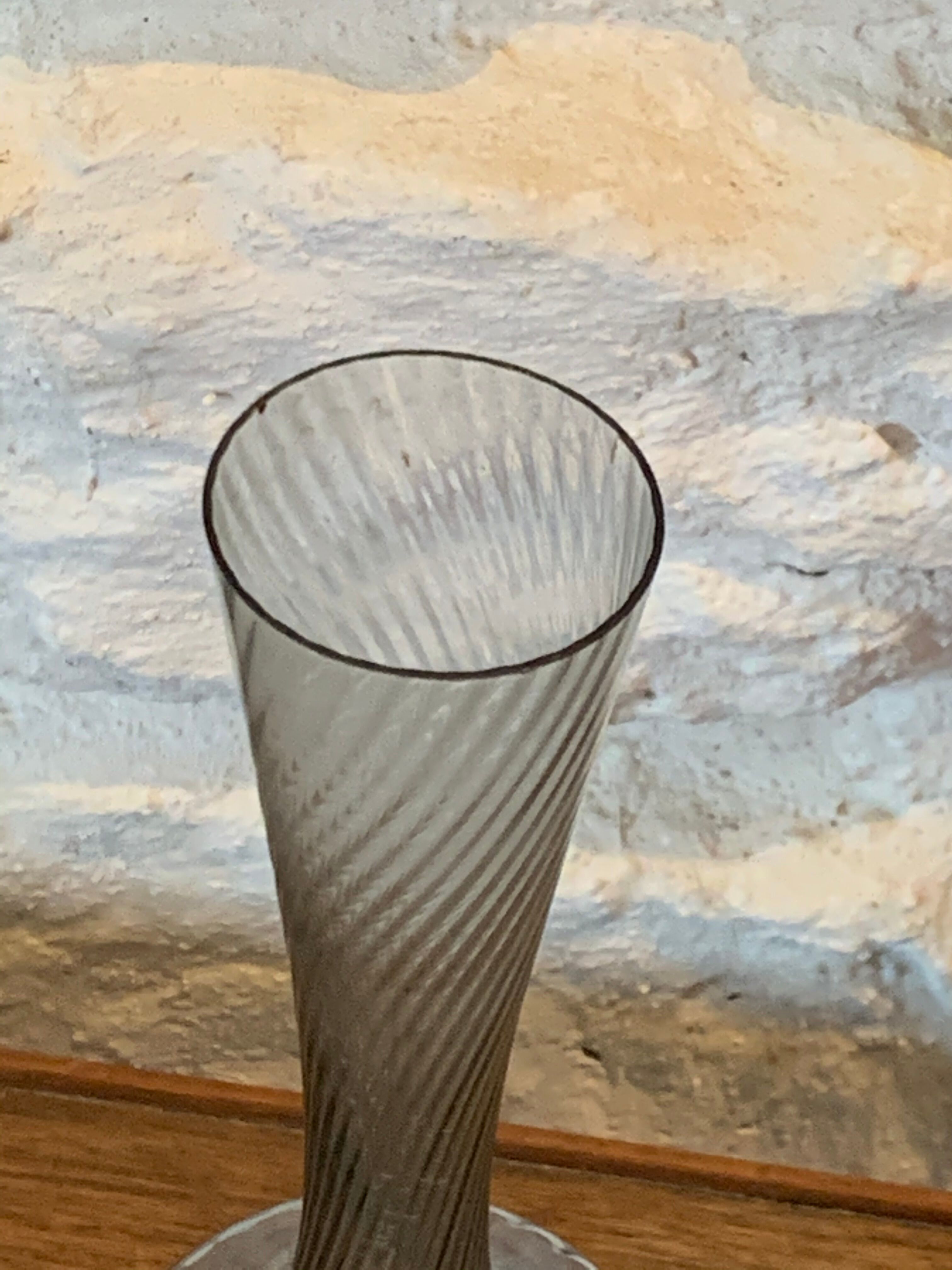 Vintage soliflore twisted glass grey vase