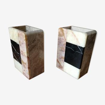 Pair of marble art deco bookends