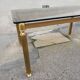 Table basse vintage laiton et verre fumé marron