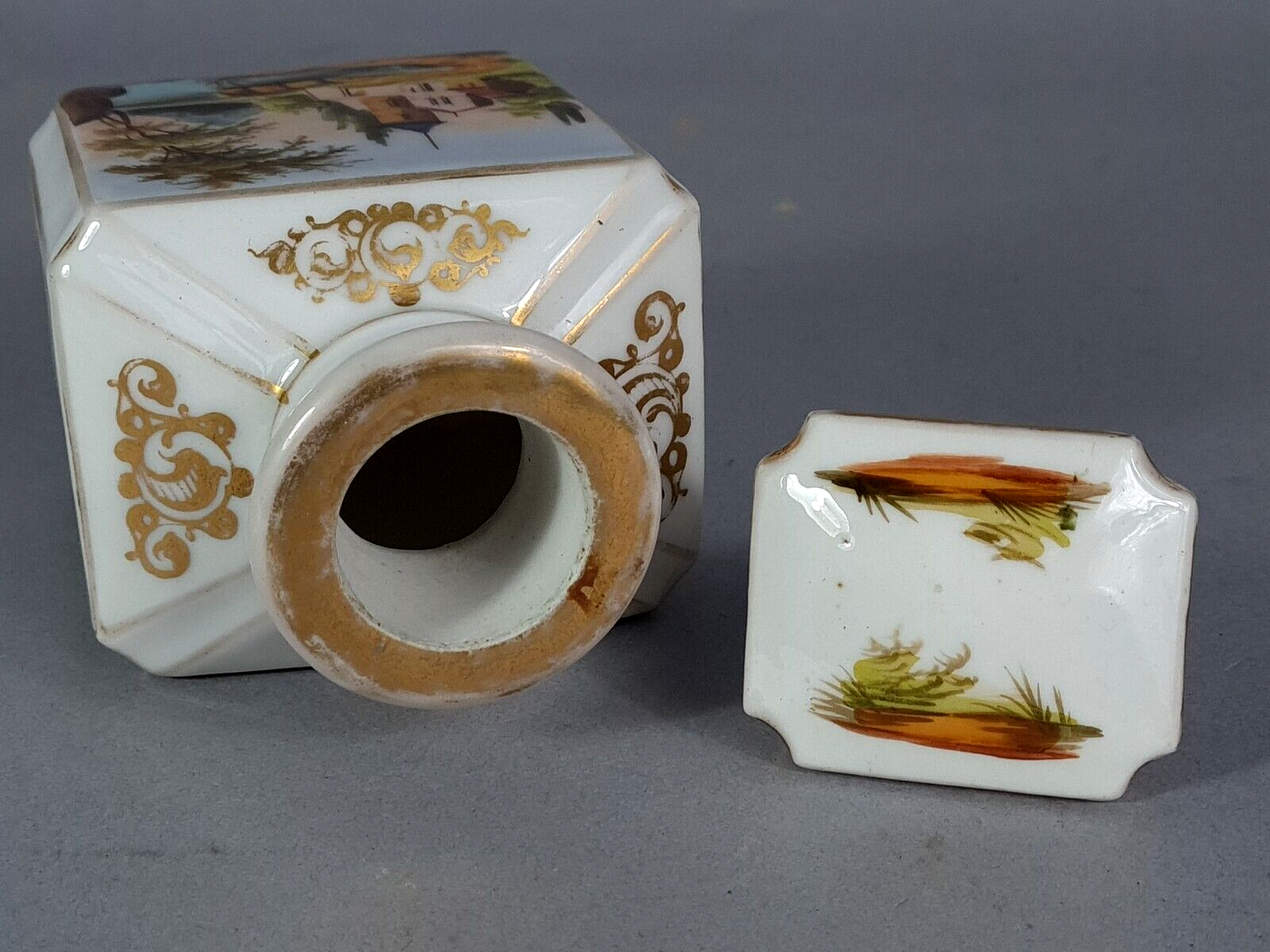 Porcelain bottle old Paris marine & bucolic decoration nineteenth century SB