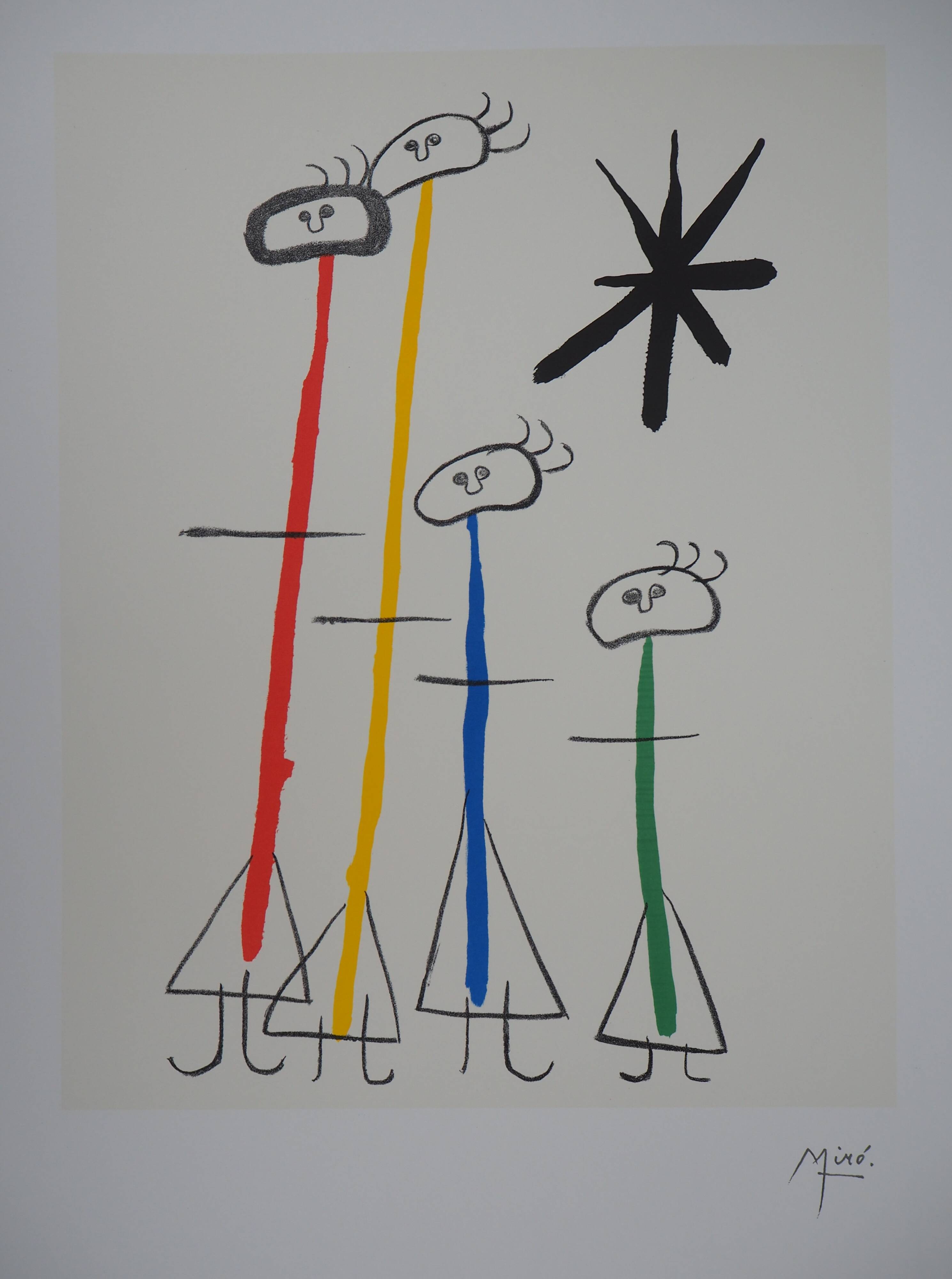Joan MIRO: Surrealist family with the star, signed lithograph