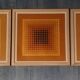 Vintage Optical Art Triptych - Vasarely Style - Frame 30x30cm
