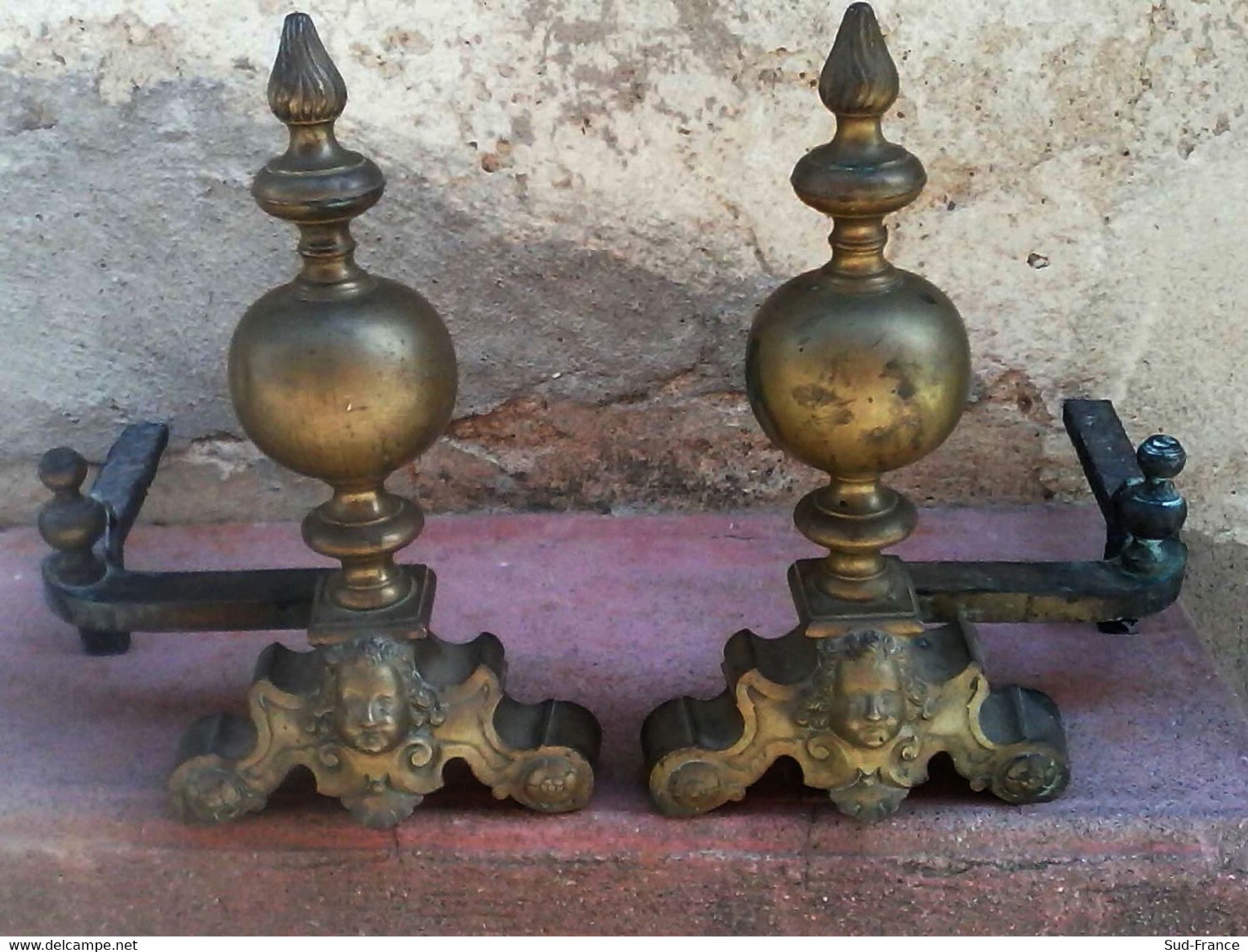 Paire de chenets français vintage