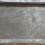 Old Persian tray in silver metal