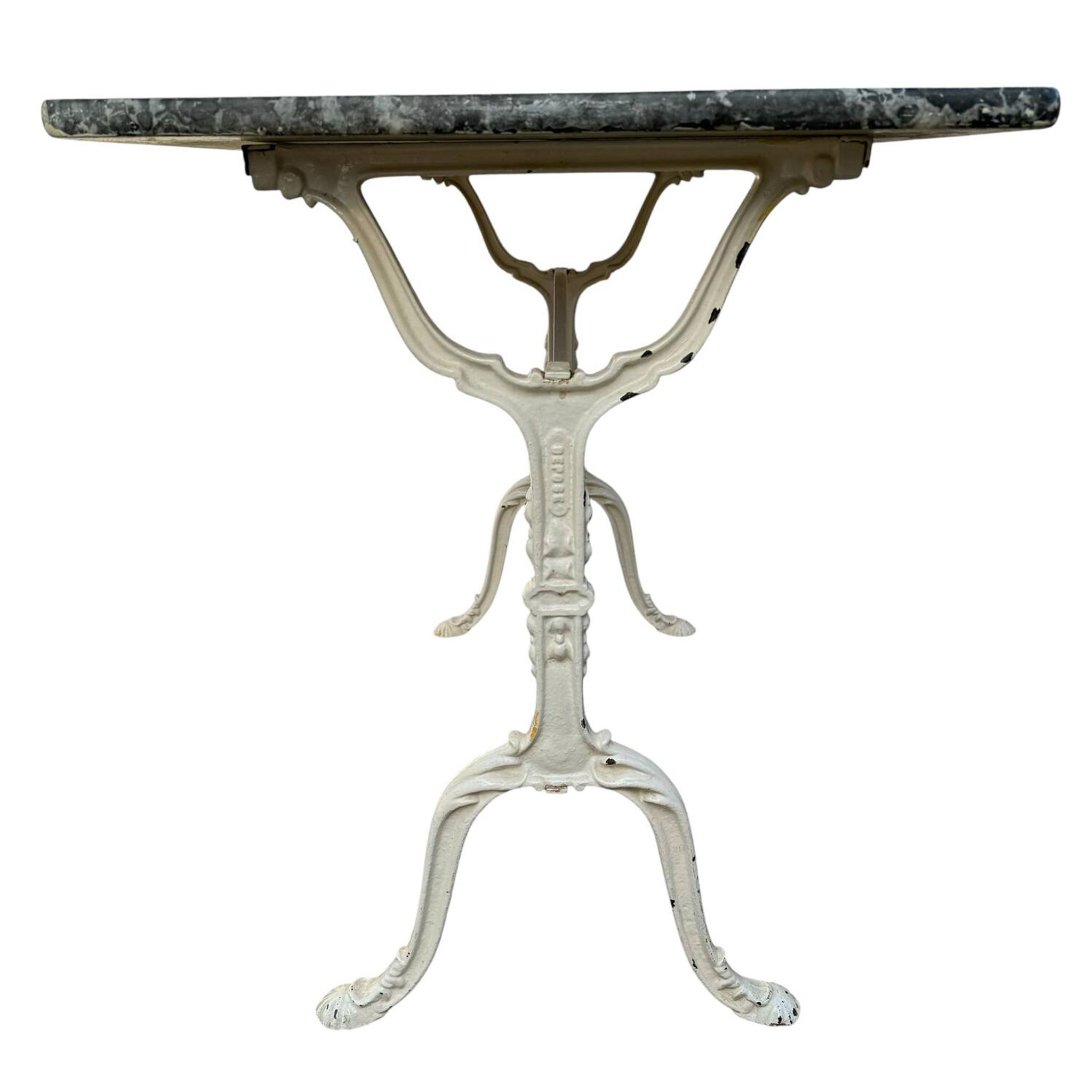 Table bistro Parisenne en fonte et marbre gris 1900