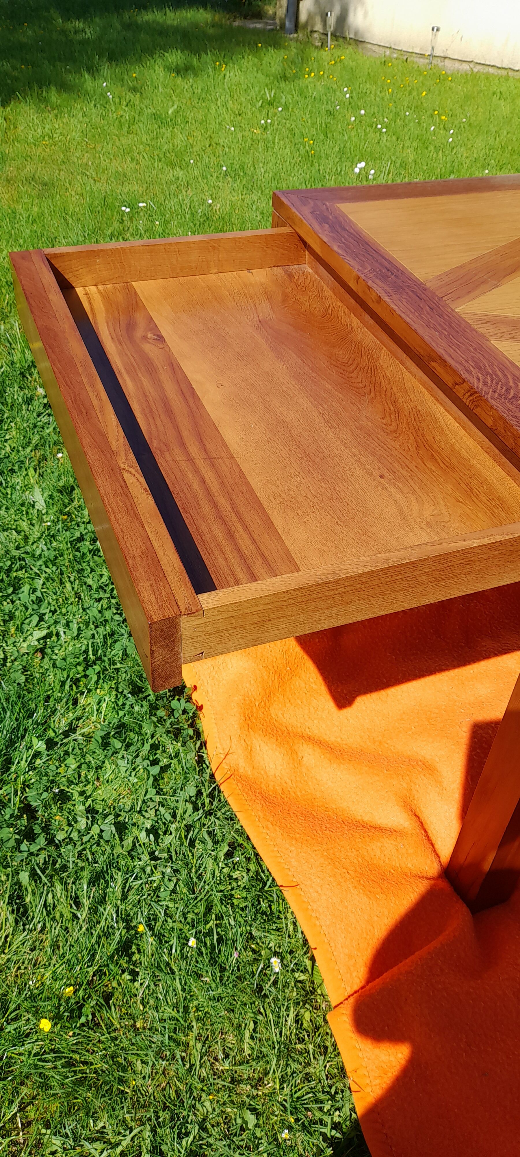 Oak dining table with 2 drawers in belt L 180 cm