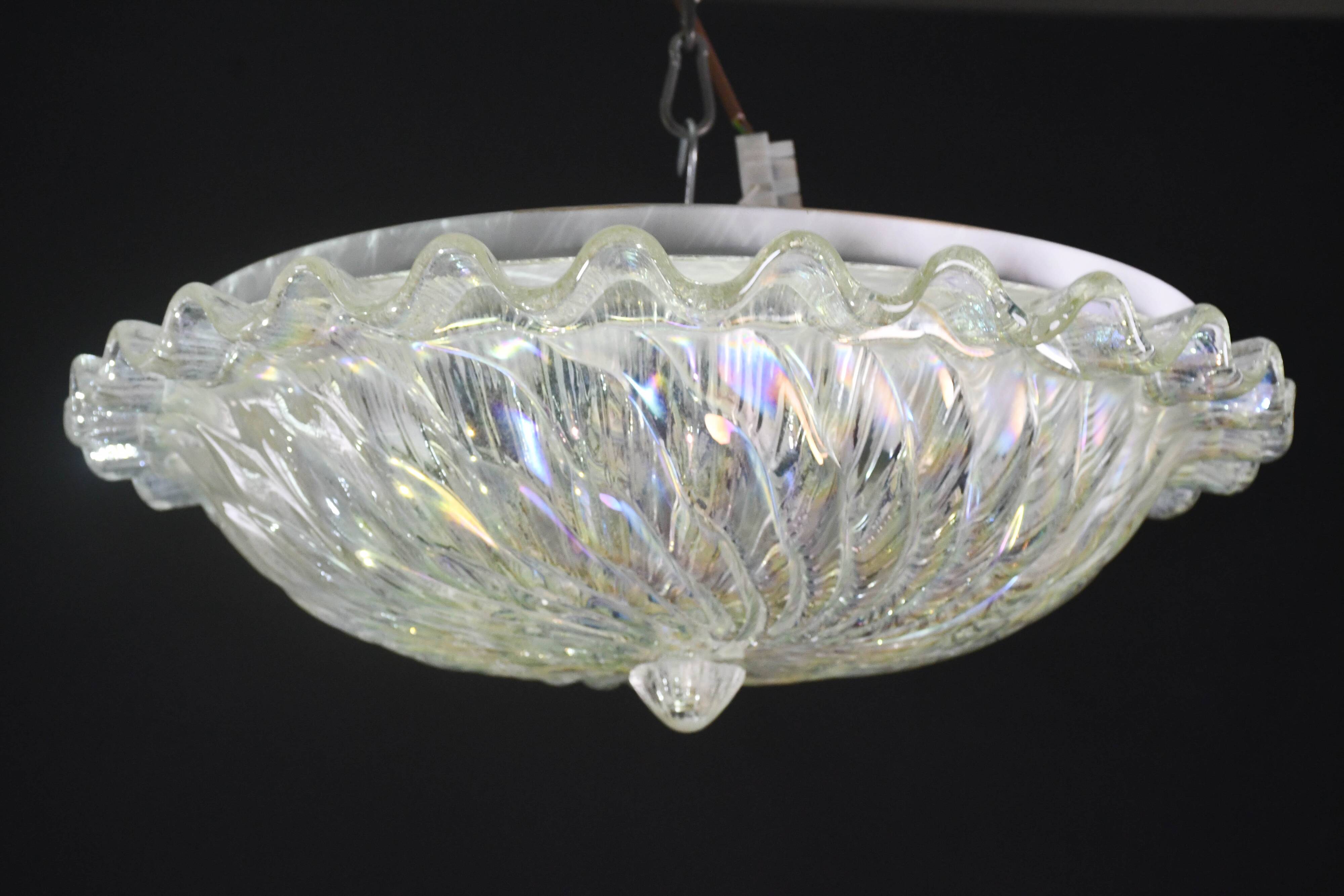 Plafonnier en verre irisé de Murano, 1970