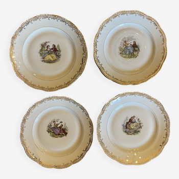 Lot de 11 assiettes plates en porcelaine S.F.P.