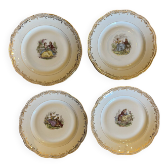 Lot de 11 assiettes plates en porcelaine S.F.P.