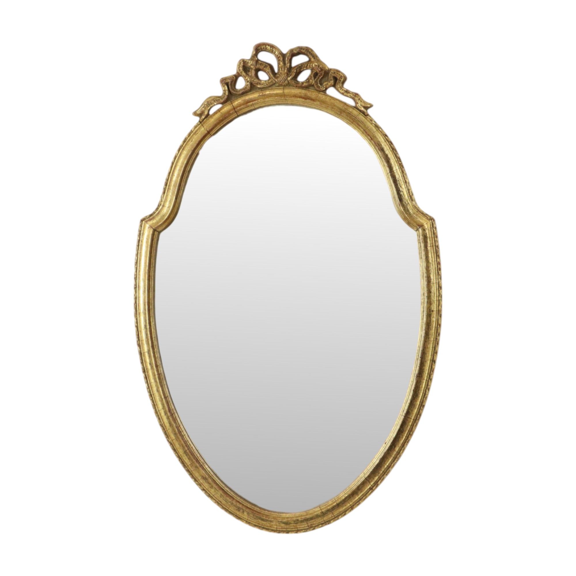 Deknudt Mirror with Bow Gold Leaf Gilded Wood Classic 69cm