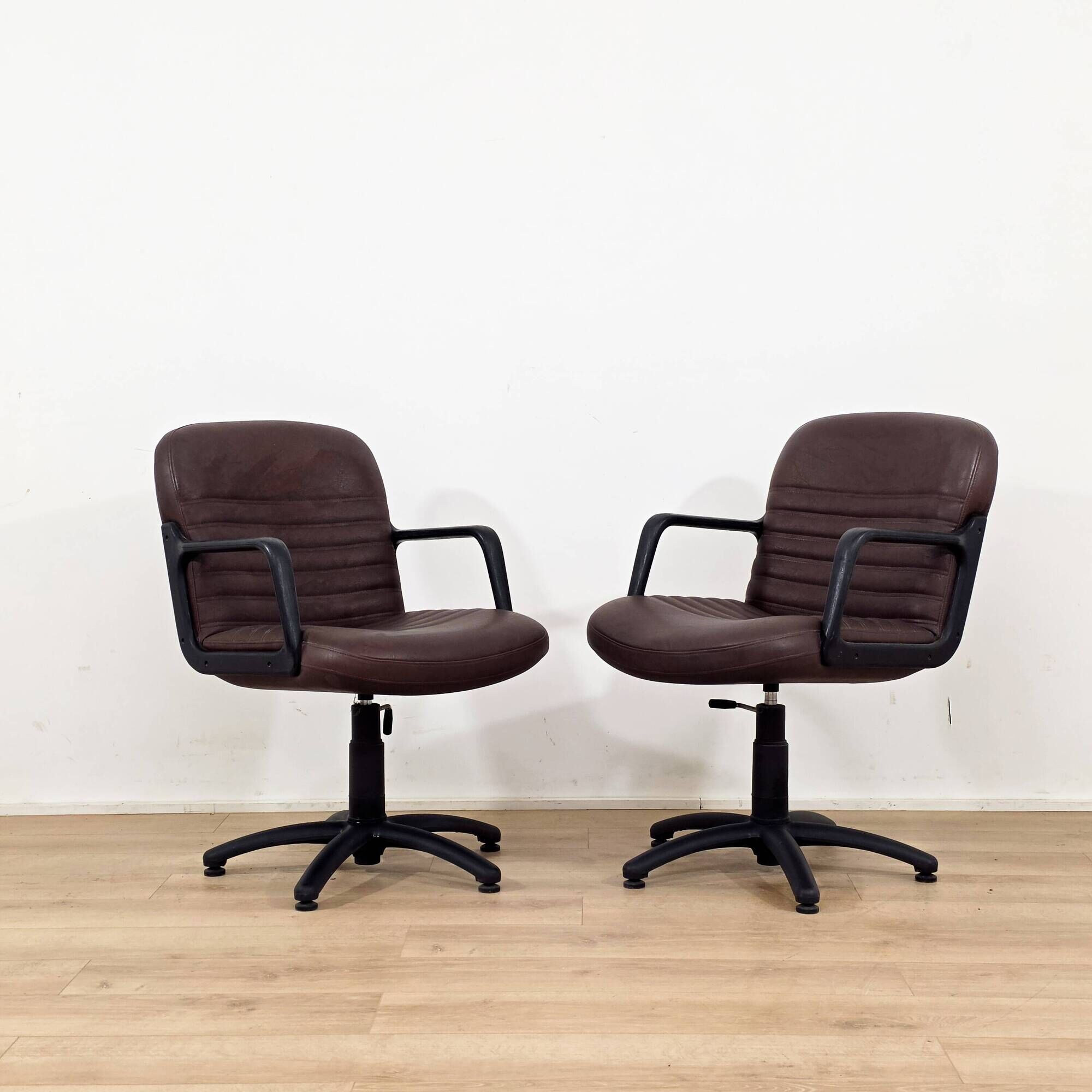 Brown swivel armchair pair by Palladium - made in Italy 1970