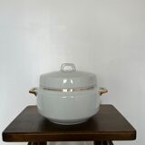 Large white tureen with gold edges art deco style