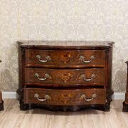 French Louis XV Style Walnut Marquetry Commode, 1950s
