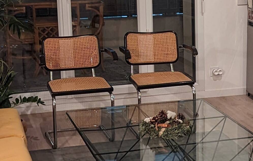 Paire de chaises « Cesca B64 » avec accoudoirs – style Marcel Breuer