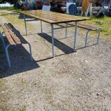 Industrial or Community Table with Benches