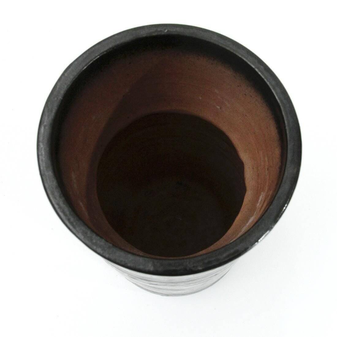 Black ceramic vase from mid-century Italian, 1960s.