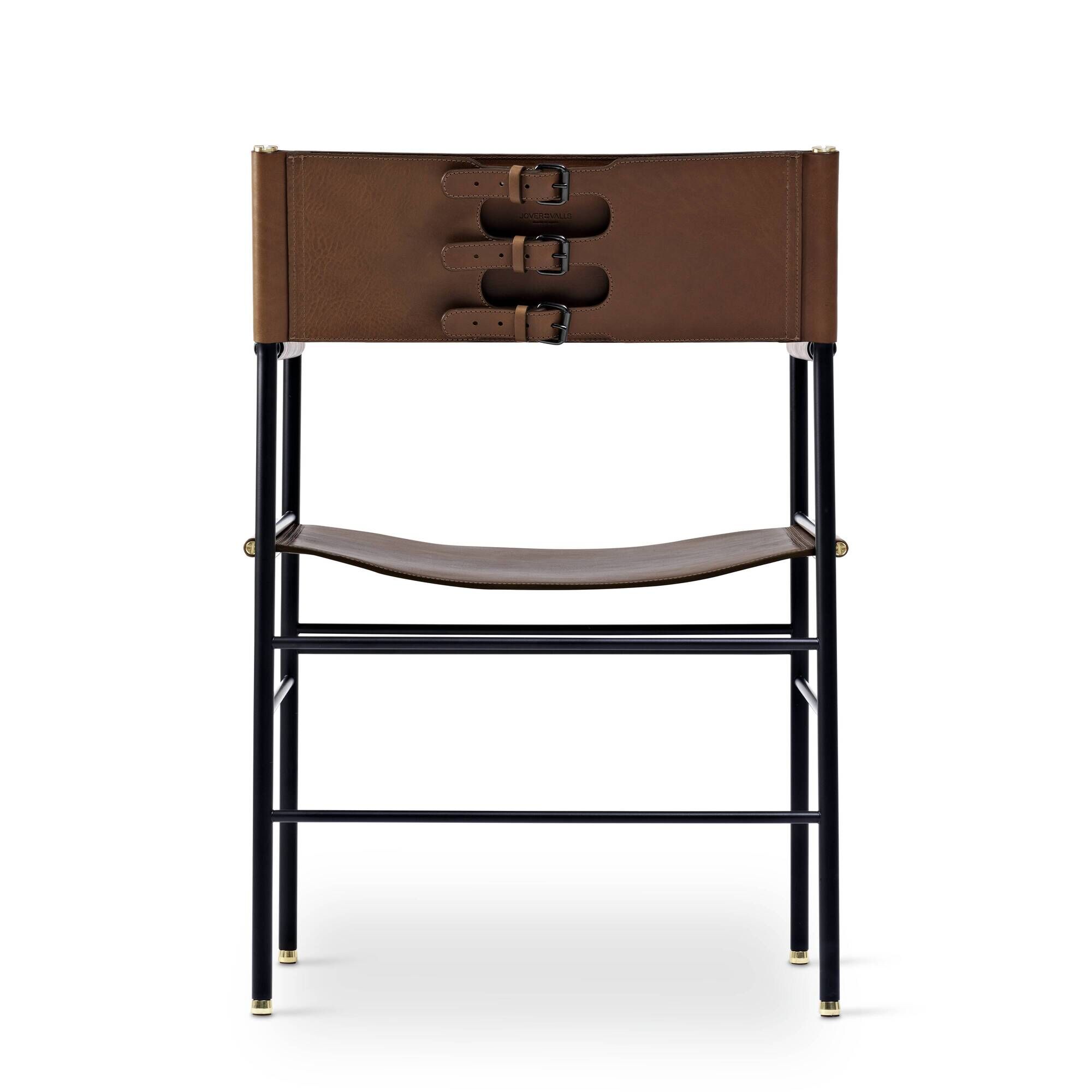 Classic bar stool with backrest. Dark brown and black leather.
