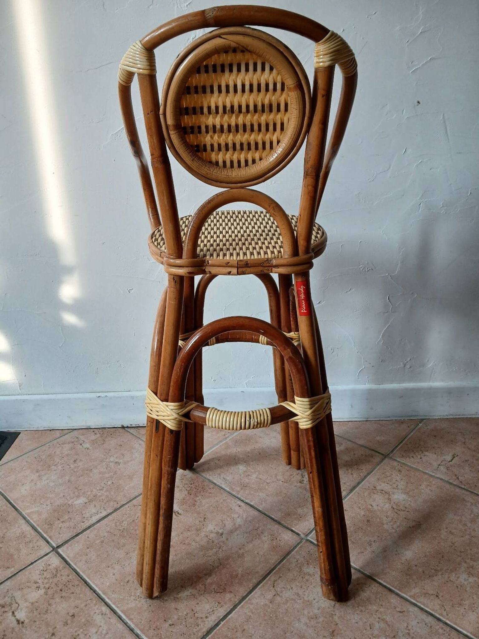 Chaise haute en rotin pour enfant