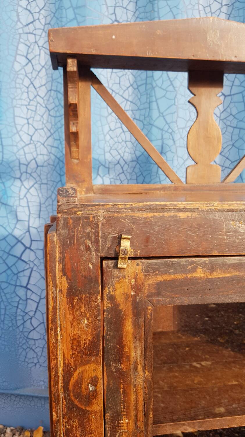 Glass side table in Burmese teak