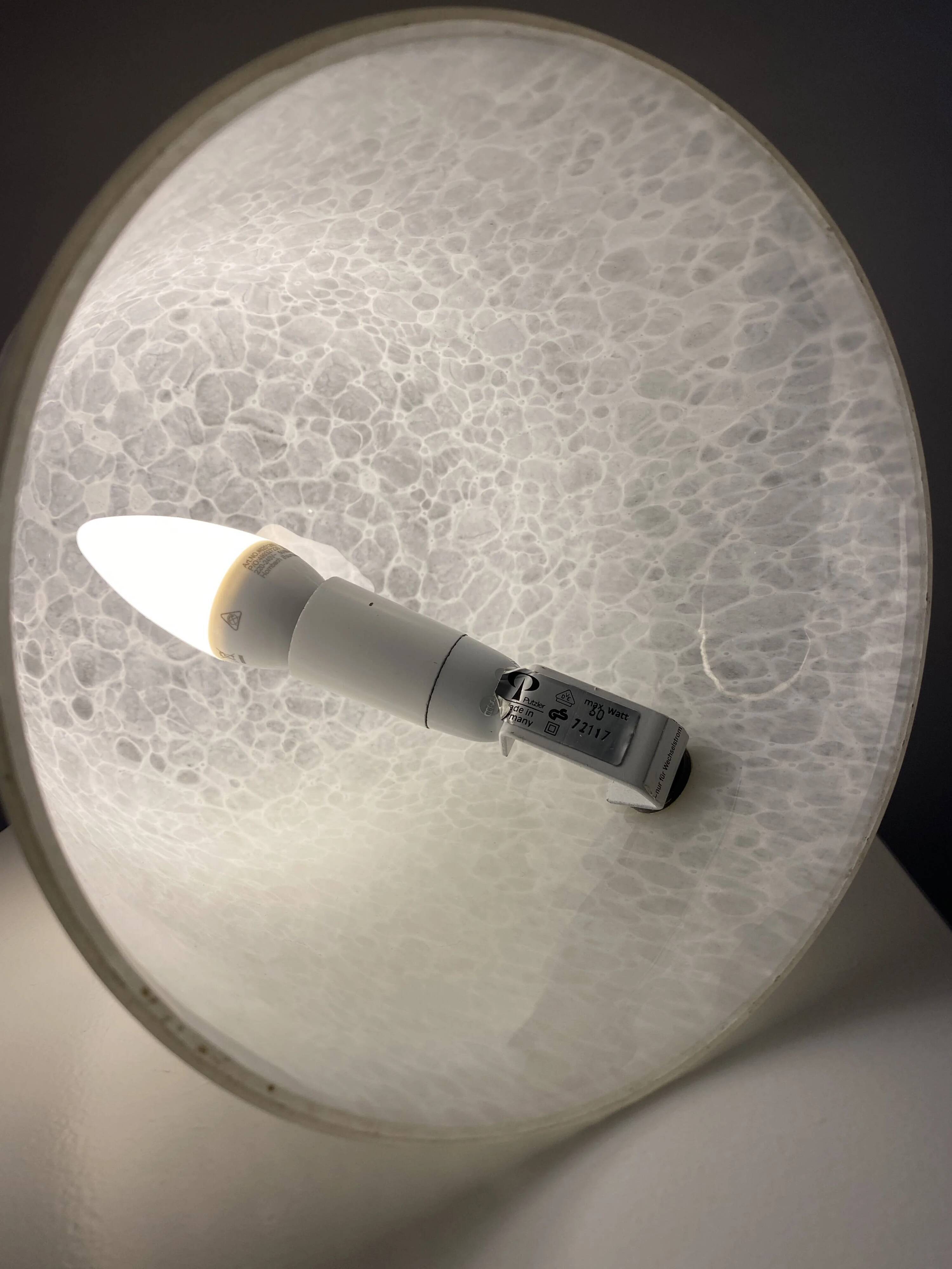 Dome table lamp in white crystal glass Peill and Putzler 1970