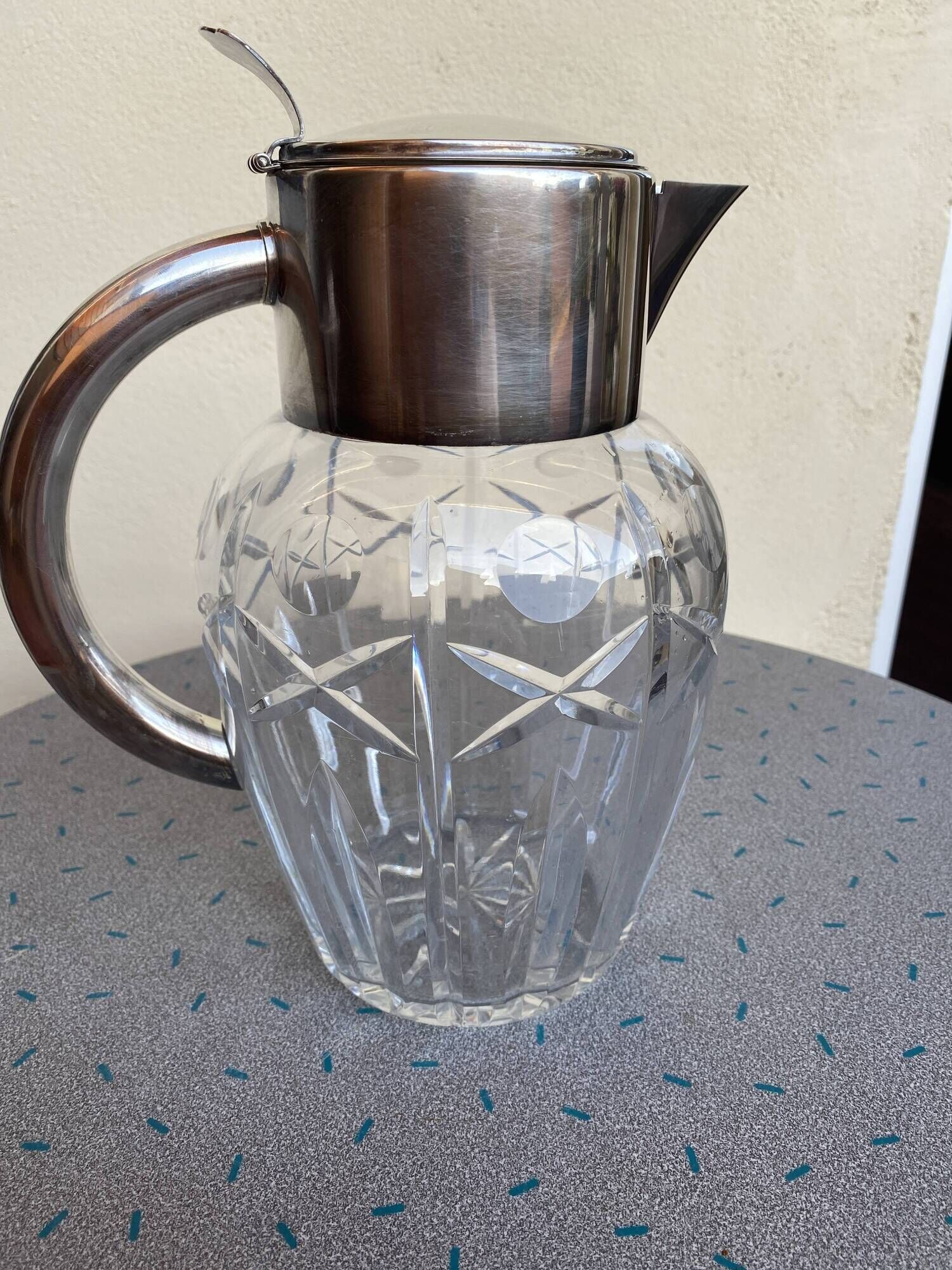 Silver crystal lemonade carafe