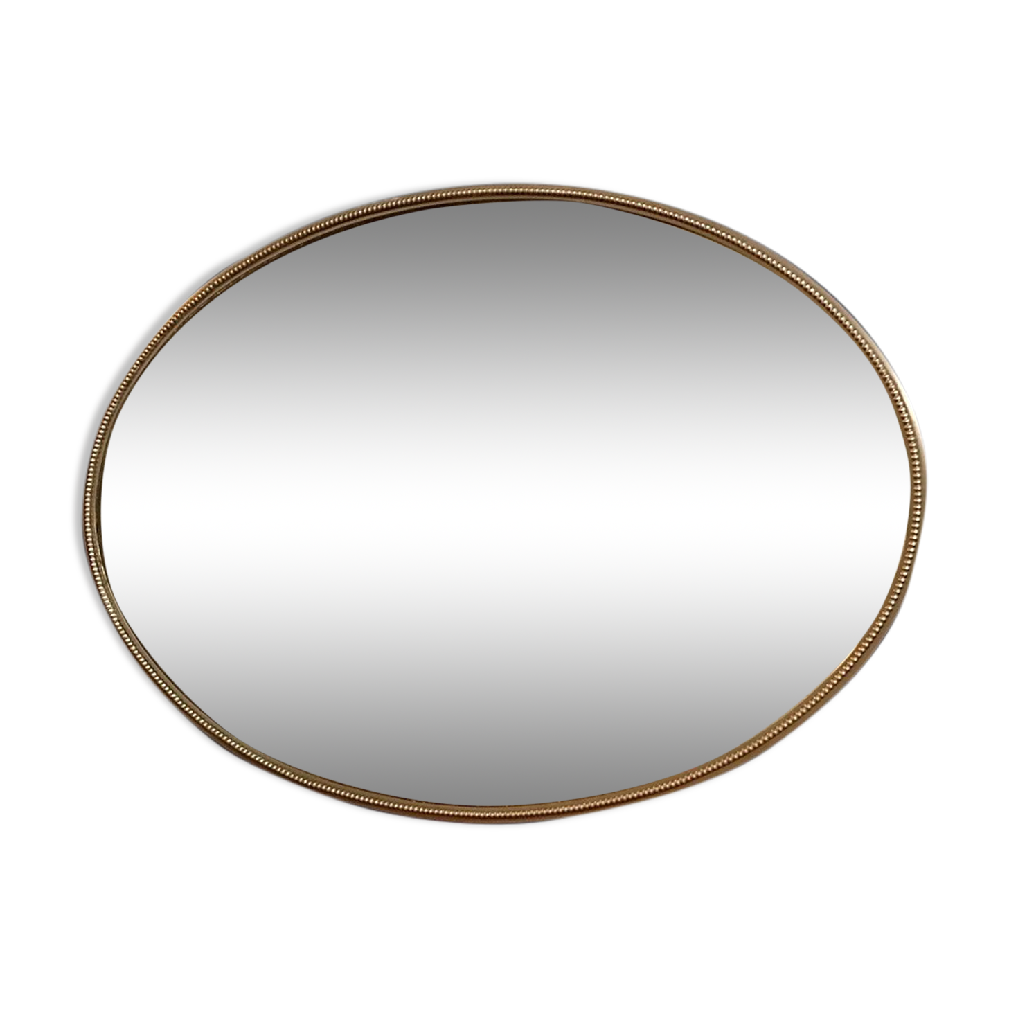 Oval mirror metal patinated pearl art deco