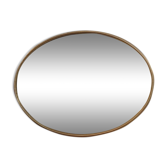 Oval mirror metal patinated pearl art deco
