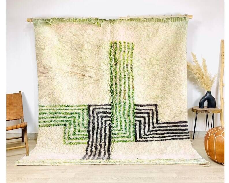 Tapis marocain écru à motifs géométriques 250cmx150cm