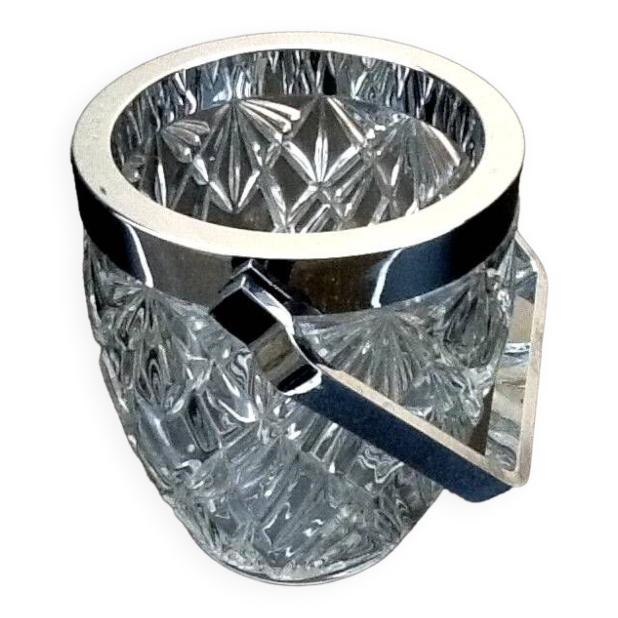 Seau à Glace En Verre ABHOME Avec Pince - Poignée Acier Inoxydable - 13x13,5cm - Parfait Pour Vin/champagne