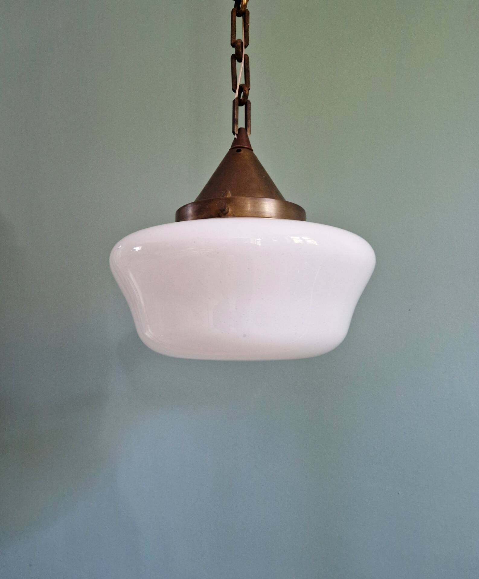 Art Deco suspension in white opaline, 1920s