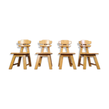 Vintage dutch brutalist oak dining chairs, 1960s