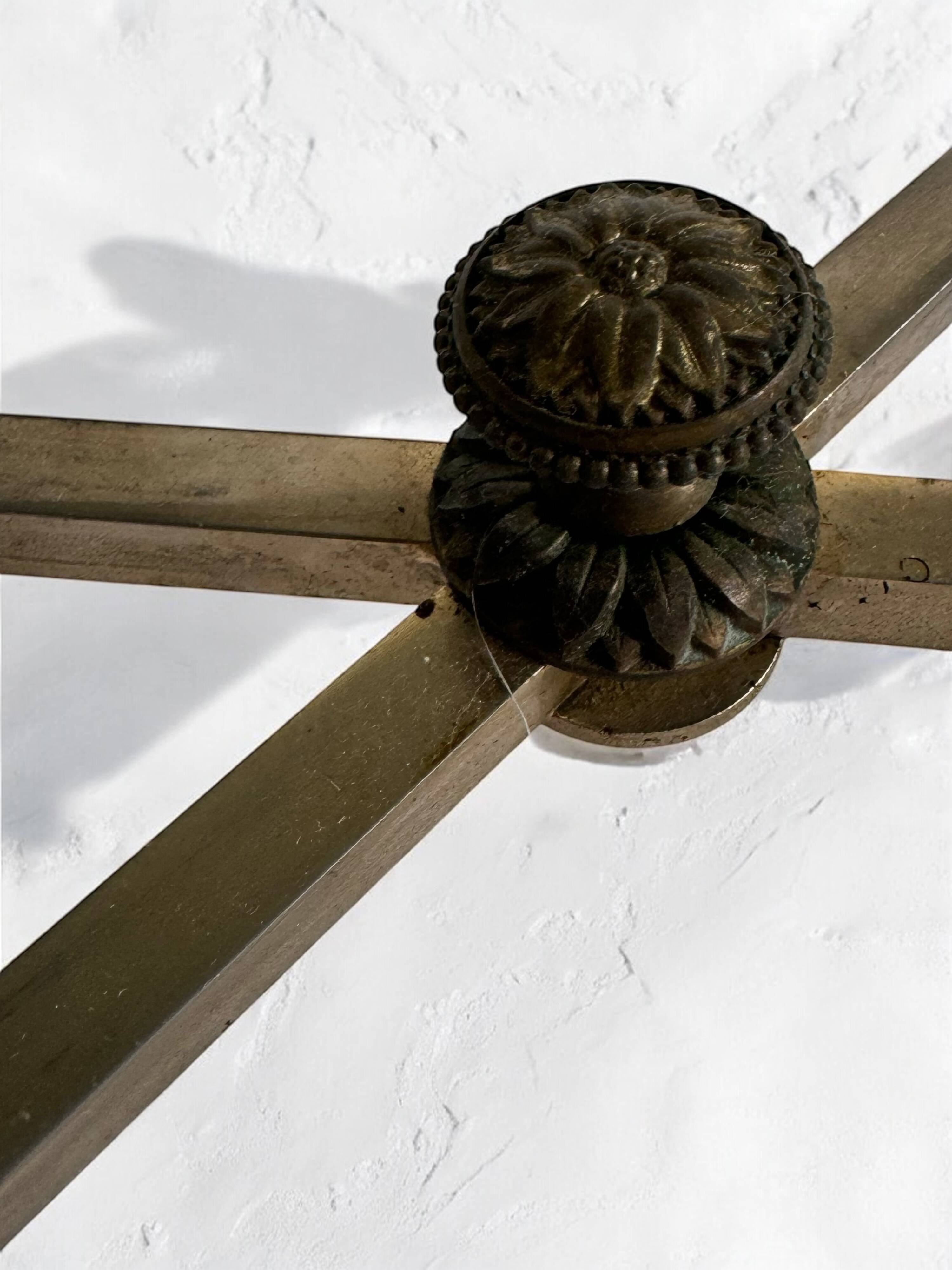 Brass and smoked glass coffee table, neoclassical design.