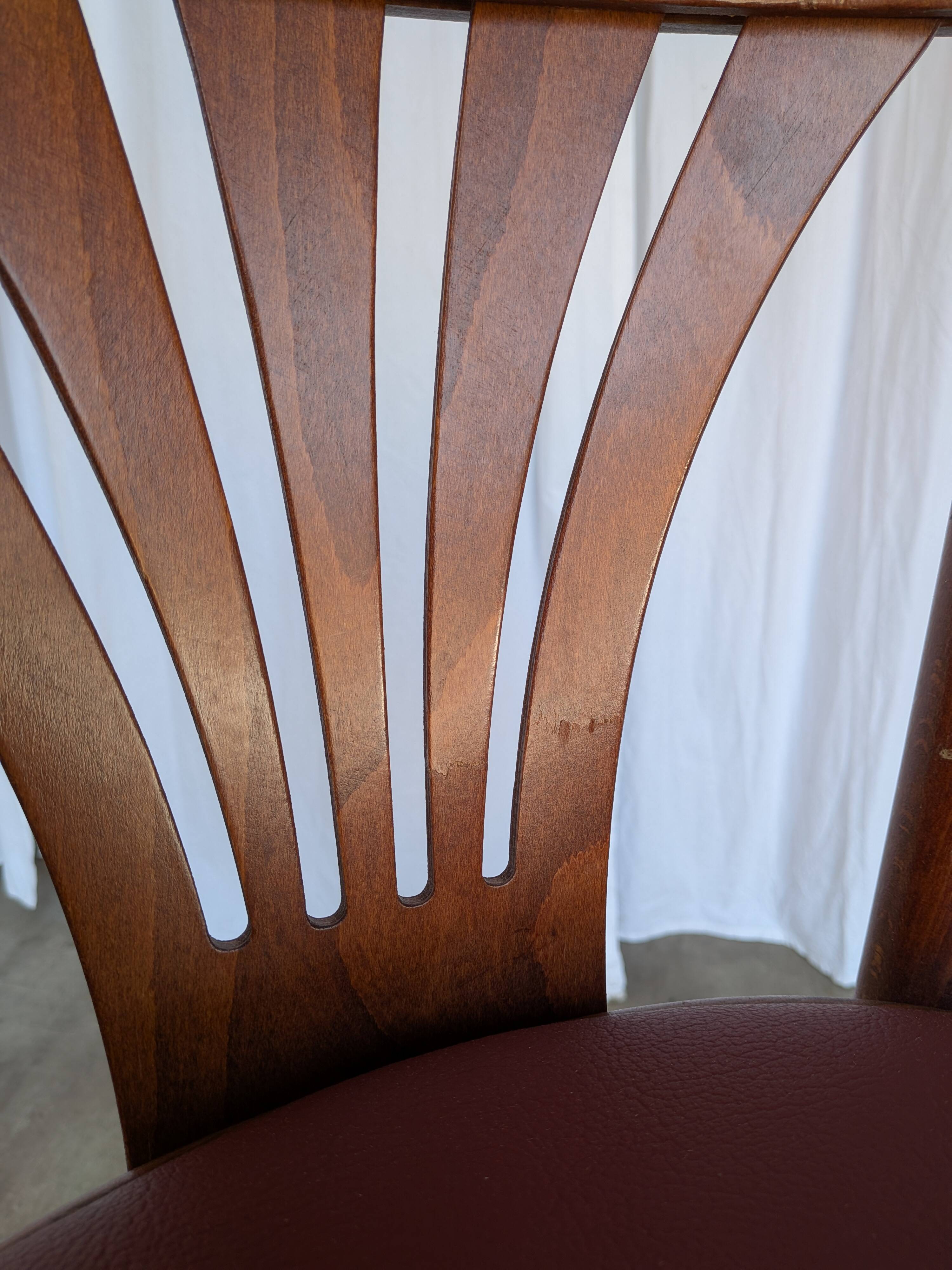 Fauteuil de bar de style Thonet Irish Pub / Siège en simili cuir rouge, milieu du siècle