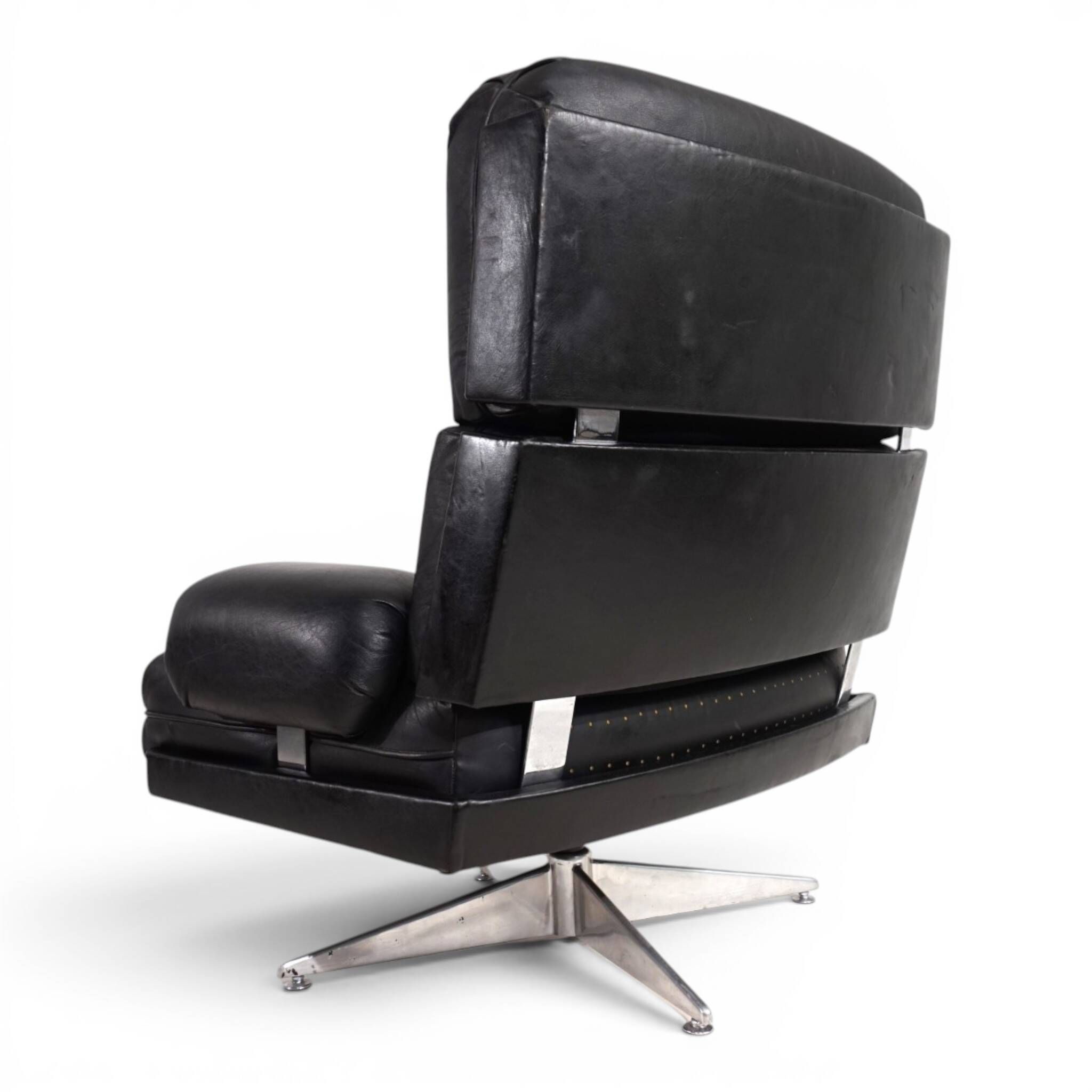 Howard Keith Kohinoor Leather Armchair with Ottoman for HK Furniture, 1970
