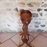 Small vintage marquetry pedestal table
