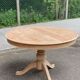Renovated round extendable dining table with a central wooden leg, 113-203cm.
