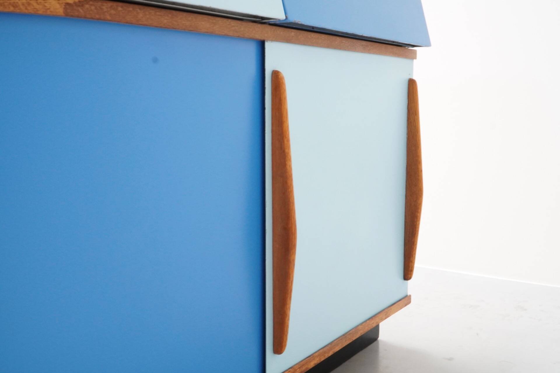 Willy Van Der Meeren, Blue Two-Tone Kitchen Cabinet for Tubax
