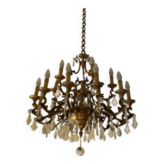 Lustre en bronze doré et cristal style Louis XV - 18 bras