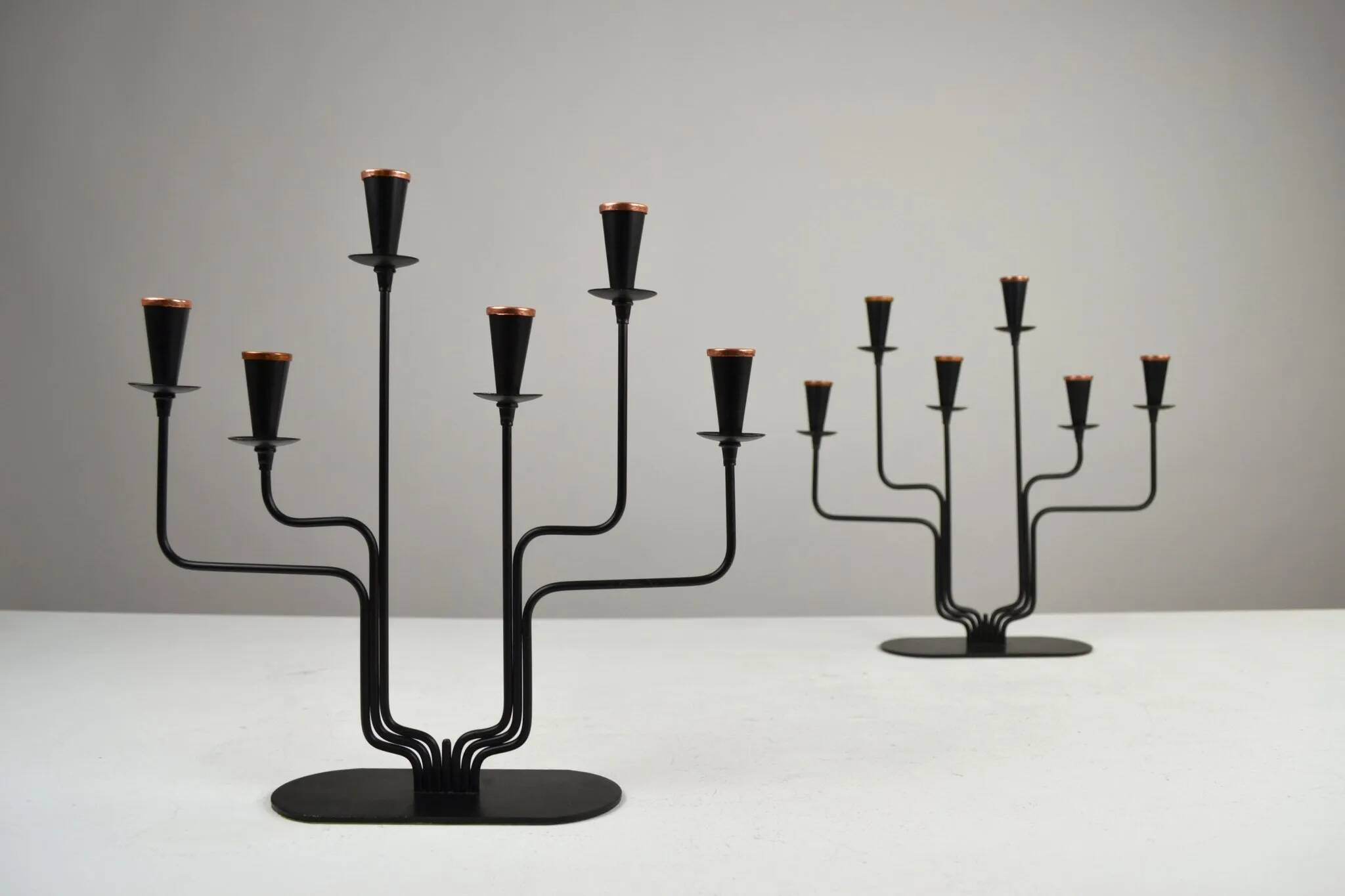 Pair of Six-Candle Candelabras — Gunnar Ander for Ystad-Metall, Sweden, 1960s