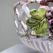 Openwork bowl in painted earthenware, Émile Tessier Le Croisic, 30-50's accident