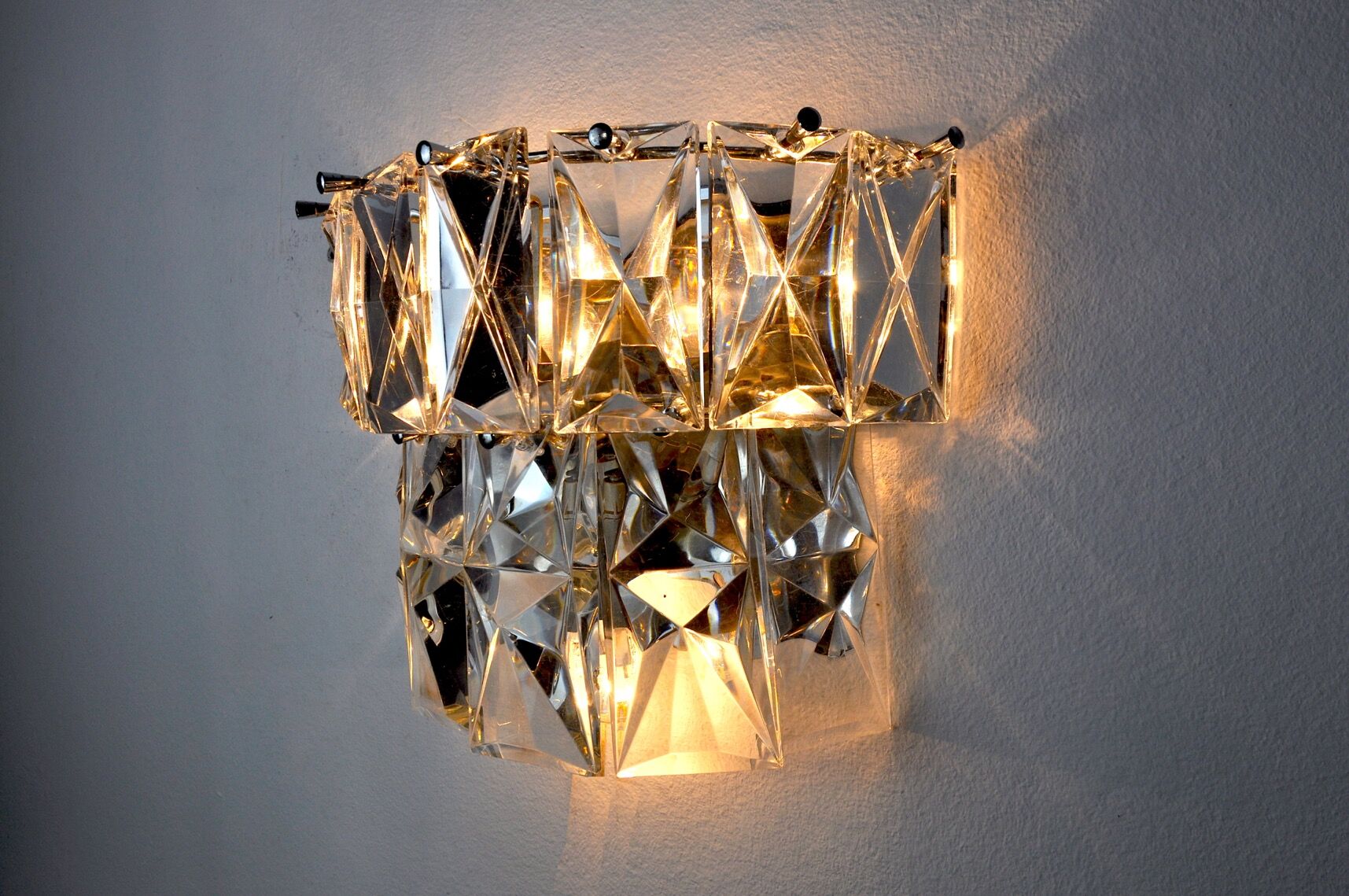 Regency wall lamp by Kinkeldey, 2 levels glass, Germany, 1970