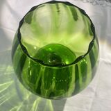 Green shower stand vase with melon rib effect