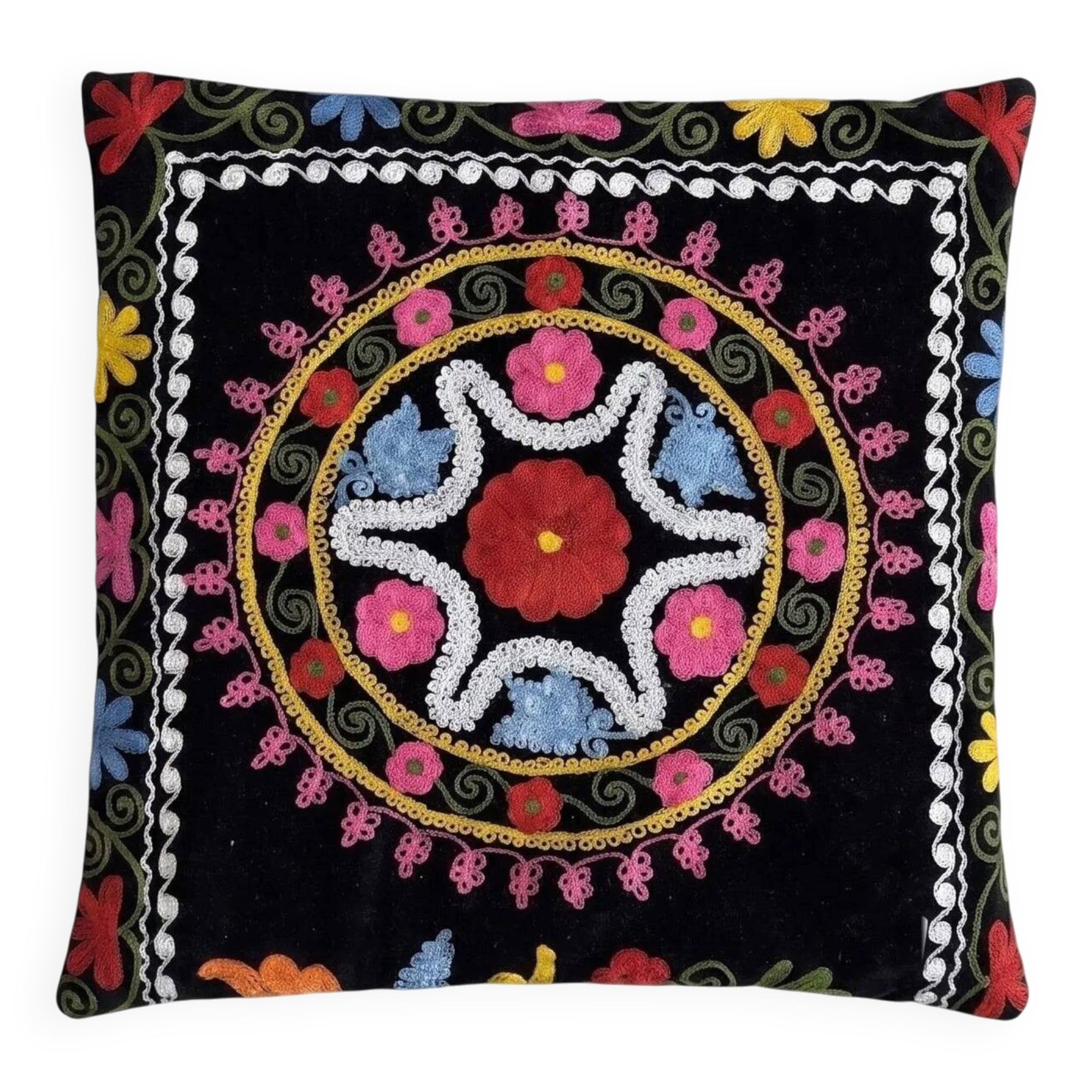 Vintage embroidered cushion cover 46x46 cm
