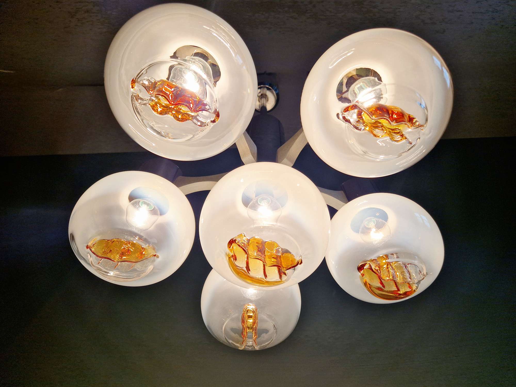 Lustre Mazzega en verre de Murano et métal chromé, années 70