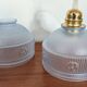Pair of Art Deco lampshades in frosted blue glass
