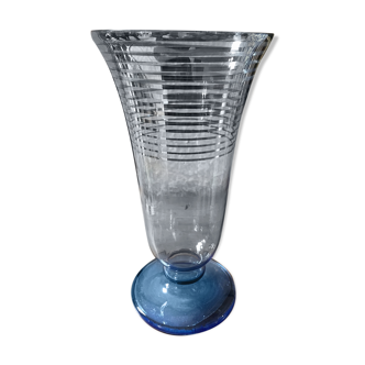 Blue glass vase silver decoration